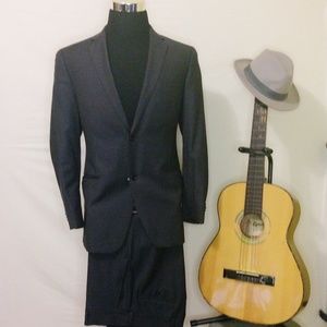 Alfani Mens Gray Pin Stripe Suit